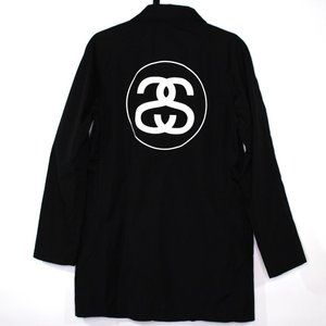 Stussy x Sophnet Japan Mens Small Big Logo Trench Coat Jacket RARE M923
